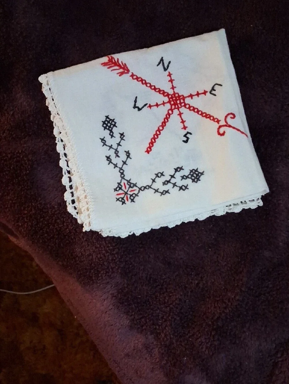 Embroidered Rooster Table Linen in Green, Red, Black